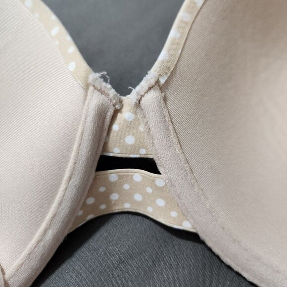 Warner's Bra Womens 40C Underwire Full Coverage Adjustable Strap Beige Polka Dot - Picture 7 of 9